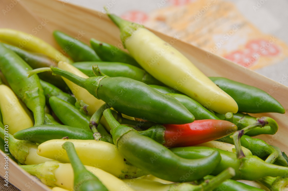 Italian green, red, yellow peppers