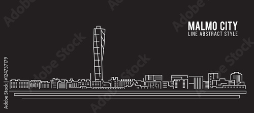 Cityscape Building Line art Vector Illustration design - Malmo city photo