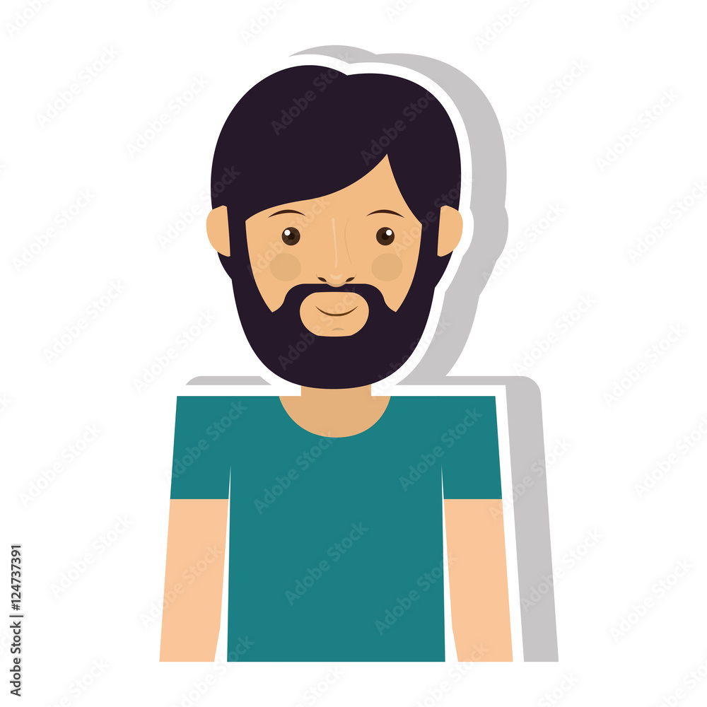 cartoon bearded man smiling with hipster style over white background. vector illustration cartoon bearded man smiling with hipster style over white background. vector illustration
