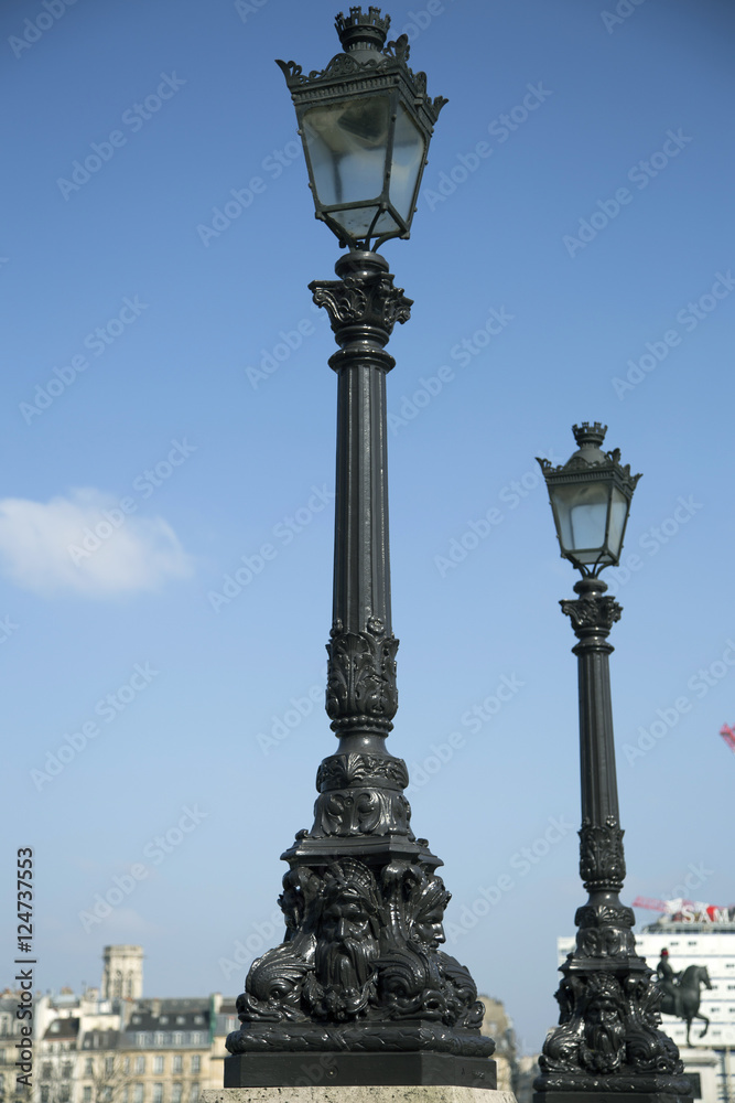Street lamps in Paris, France
