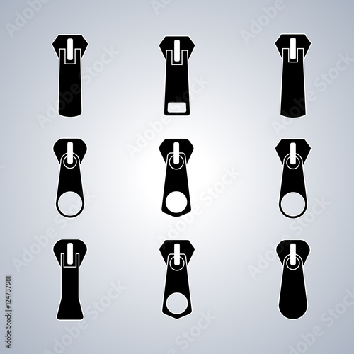 Set of sliders for zipper, vector illustration.