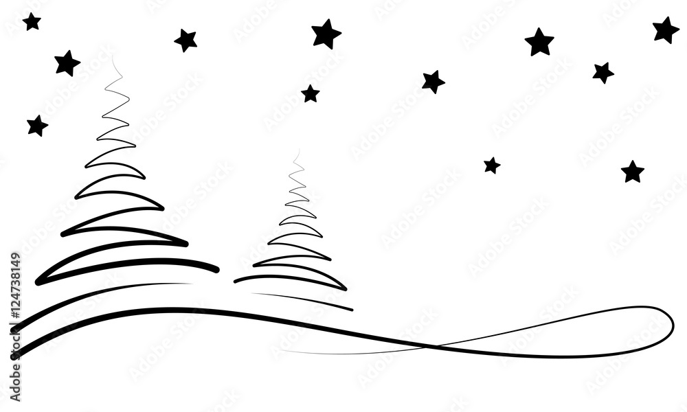 Weihnachten - Winternacht Banner (Weiß/ Schwarz) Stock-Vektorgrafik