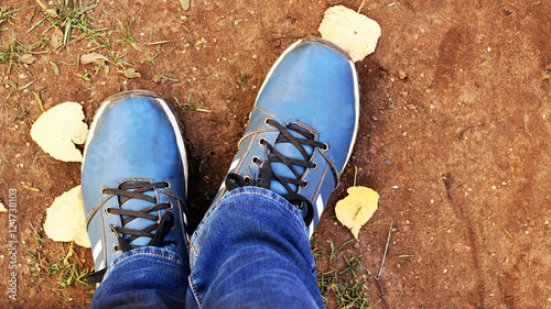 Blue shoes. Men's stylish . Fashionable autumn.