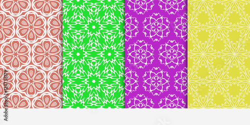 Seamless floral patterns set. Vector illustration. Texture for design wallpaper, pattern fills