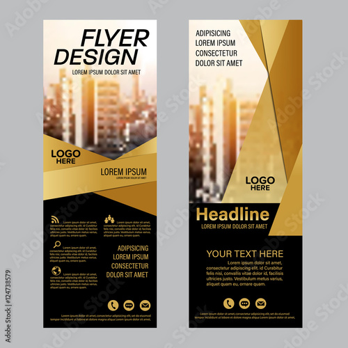 Gold Roll up layout template. flag flyer business banner backdrop design. vector illustration background