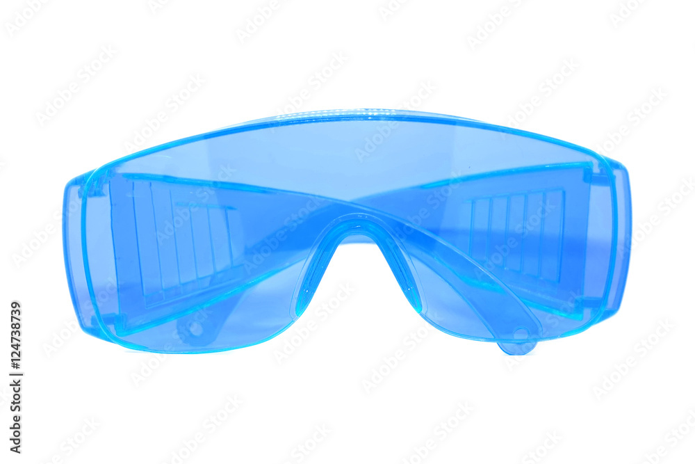 Blue Plastic Safety/Fashion Glasses isolate on white background.