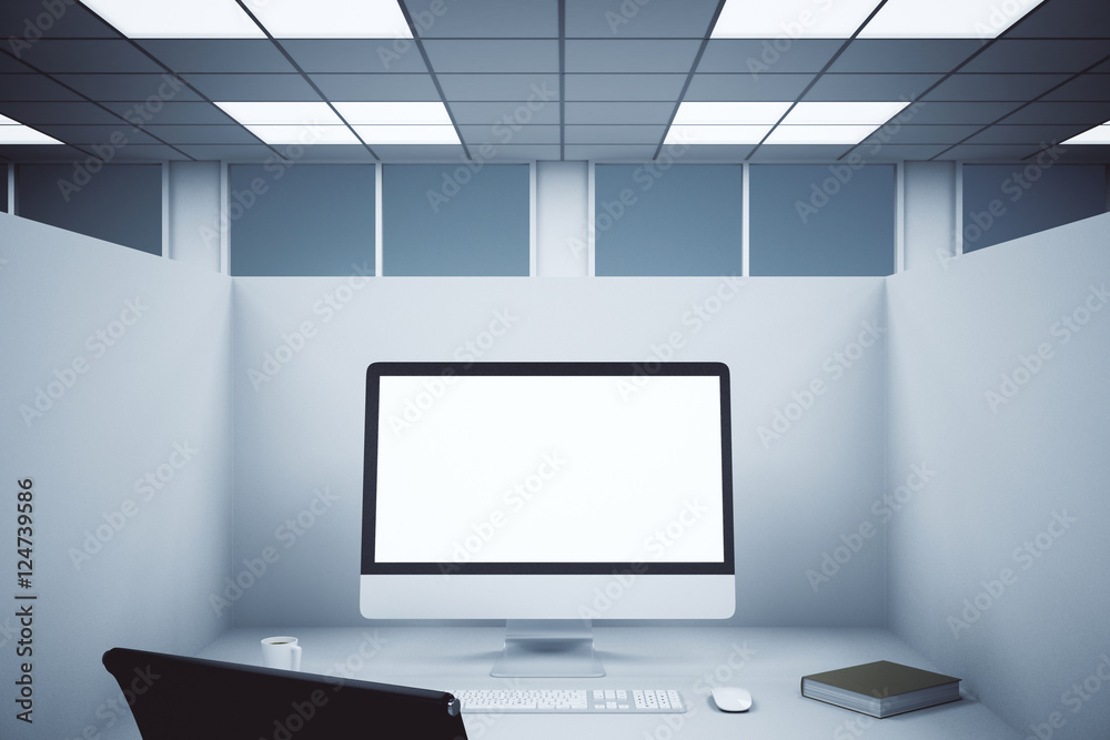Workplace with blank computer screen Workplace with blank computer screen