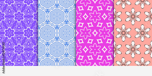 Seamless floral patterns set. Vector illustration. Texture for design wallpaper, pattern. geometry ethnic ornament