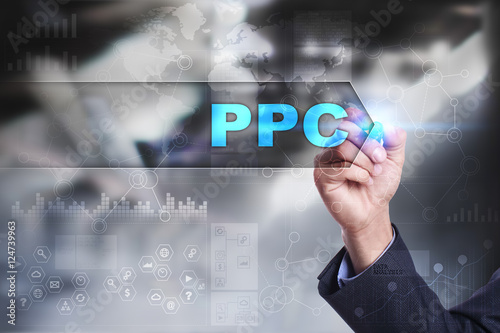 Business is drawing on virtual screen. ppc concept.