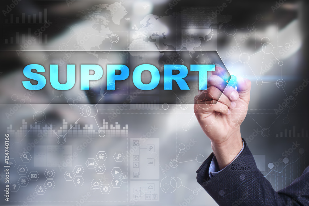 Business is drawing on virtual screen. support concept.