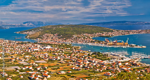 Aerial panorama of Trogir and Ciovo island