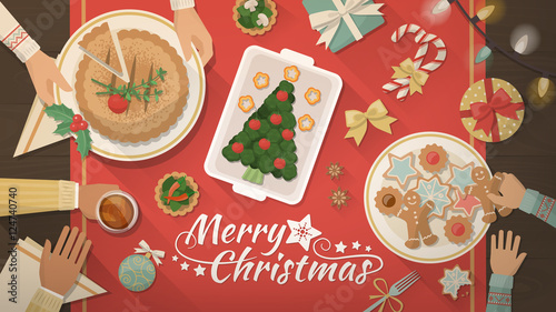 Family celebrating Christmas at home