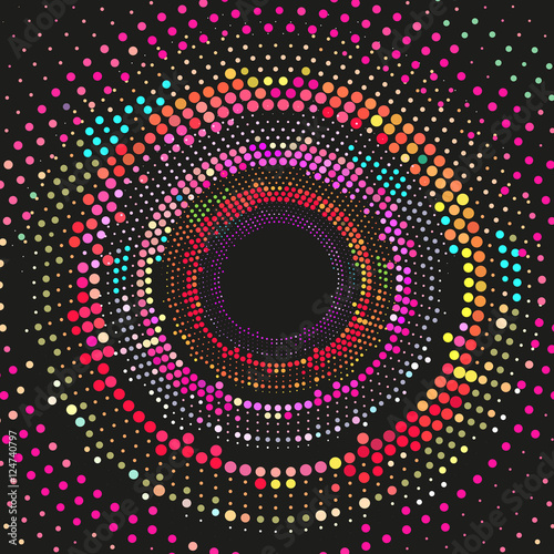 Abstract dotted circle lines colorful celebration background.