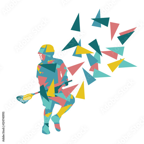 Lacrosse player abstract vector background illustration made of