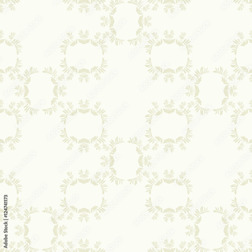 Vintage background vector with rowan berry tree branch pattern e