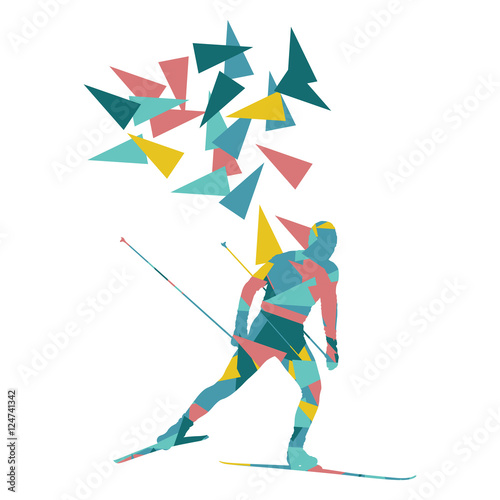 Skiing man vector background abstract illustration concept made