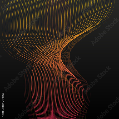 Abstract wave lines vector black background
