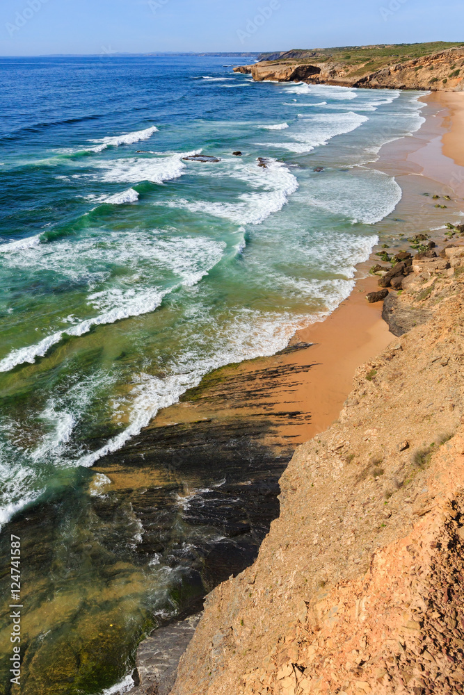 Summer Atlantic ocean coast. Algarve, Portugal.