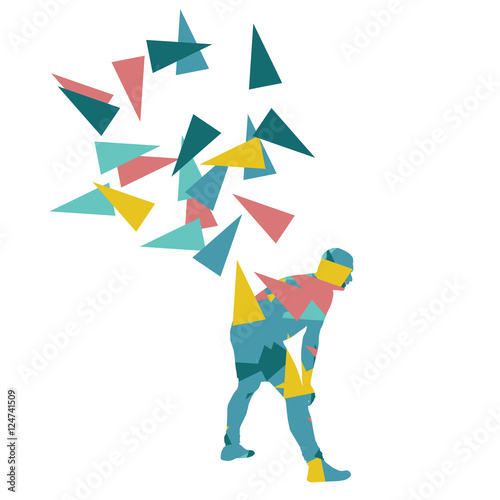 Man stretching exercise fitness warm up vector background abstra