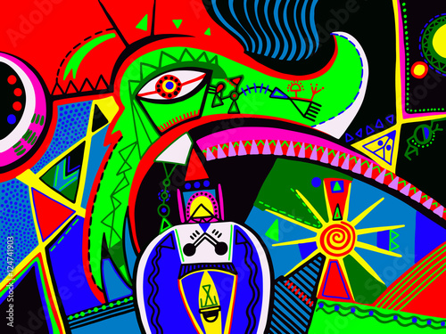original abstract digital contemporary art vibrant colorful geom