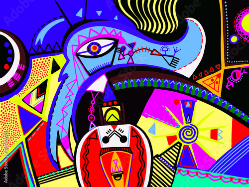 original abstract digital contemporary art vibrant colorful geom