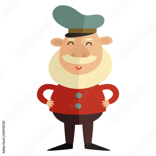 Cartoon sea captain on a white background. Vector illustration.