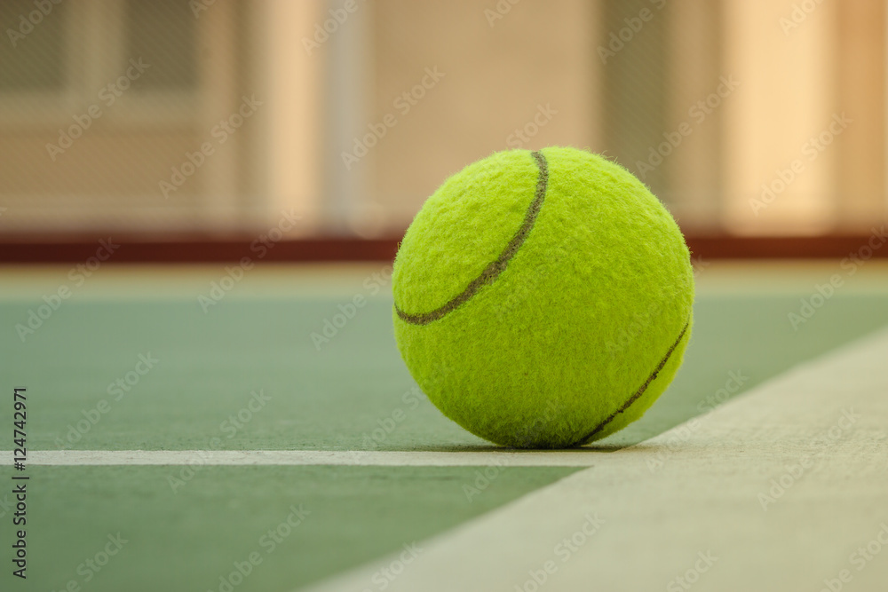 Tennis Ball on the Court Close up