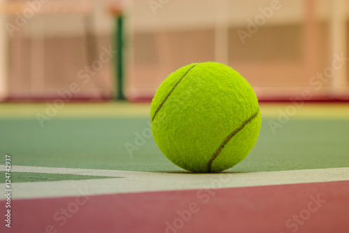 Tennis Ball on the Court Close up © smolaw11