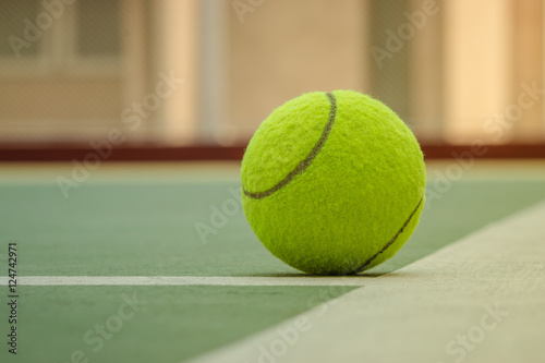 Tennis Ball on the Court Close up © smolaw11