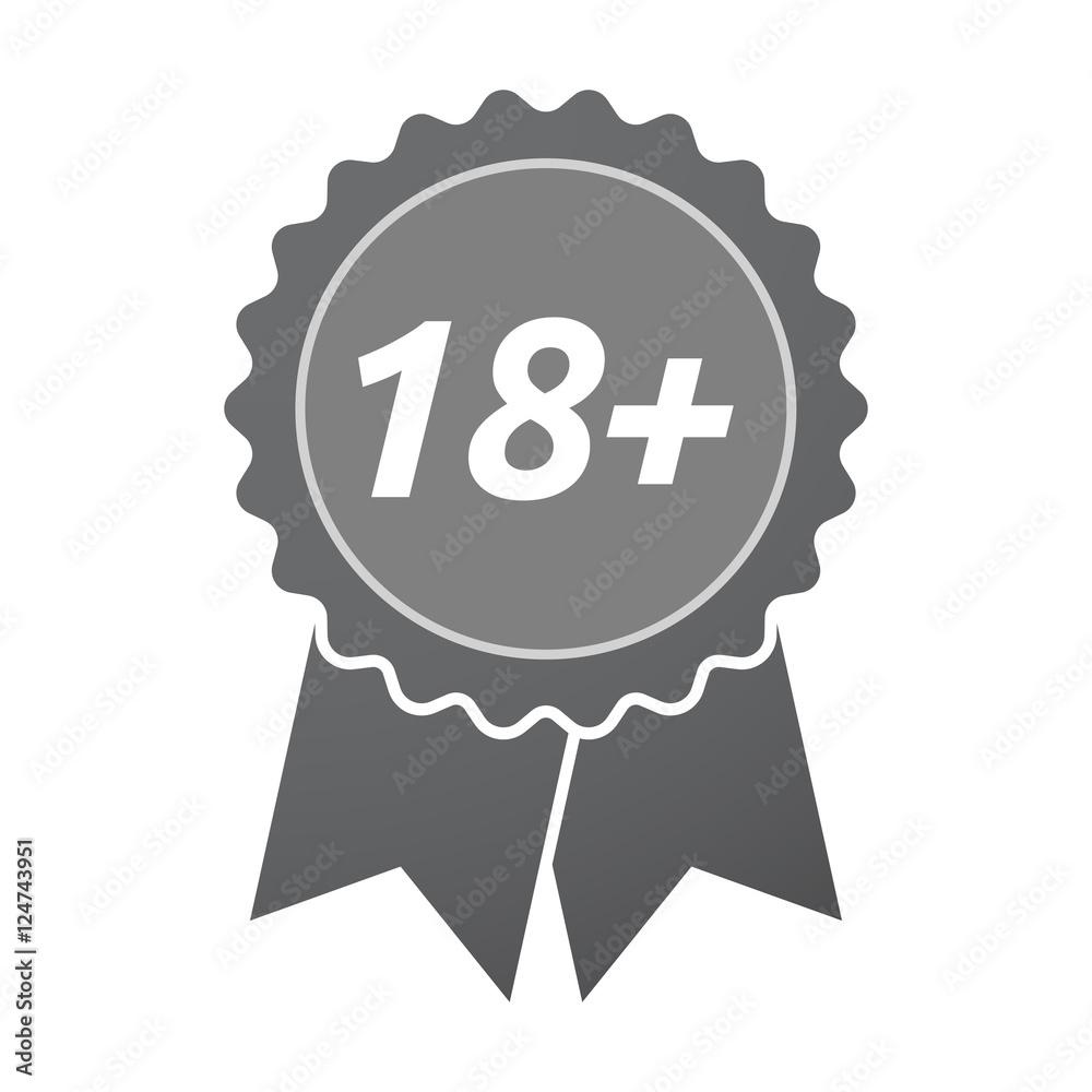 Isolated badge icon with the text 18+ Isolated badge icon with the text 18+