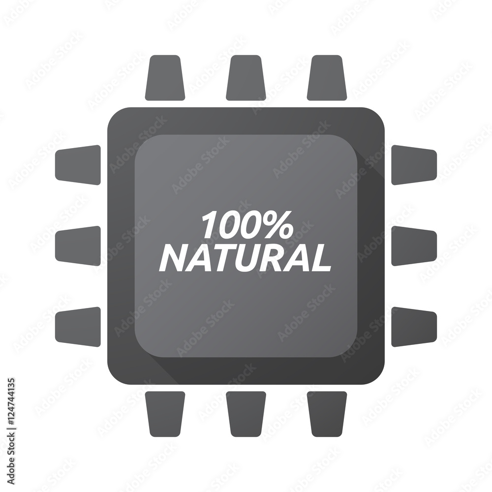 Isolated Central Processing Unit icon with the text 100% NATU Isolated Central Processing Unit icon with the text 100% NATU