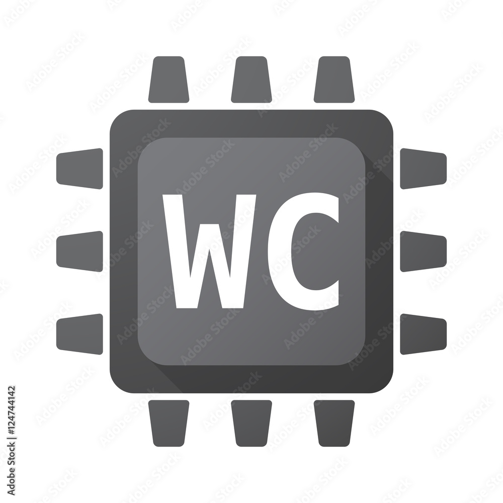 Isolated Central Processing Unit icon with the text WC Isolated Central Processing Unit icon with the text WC