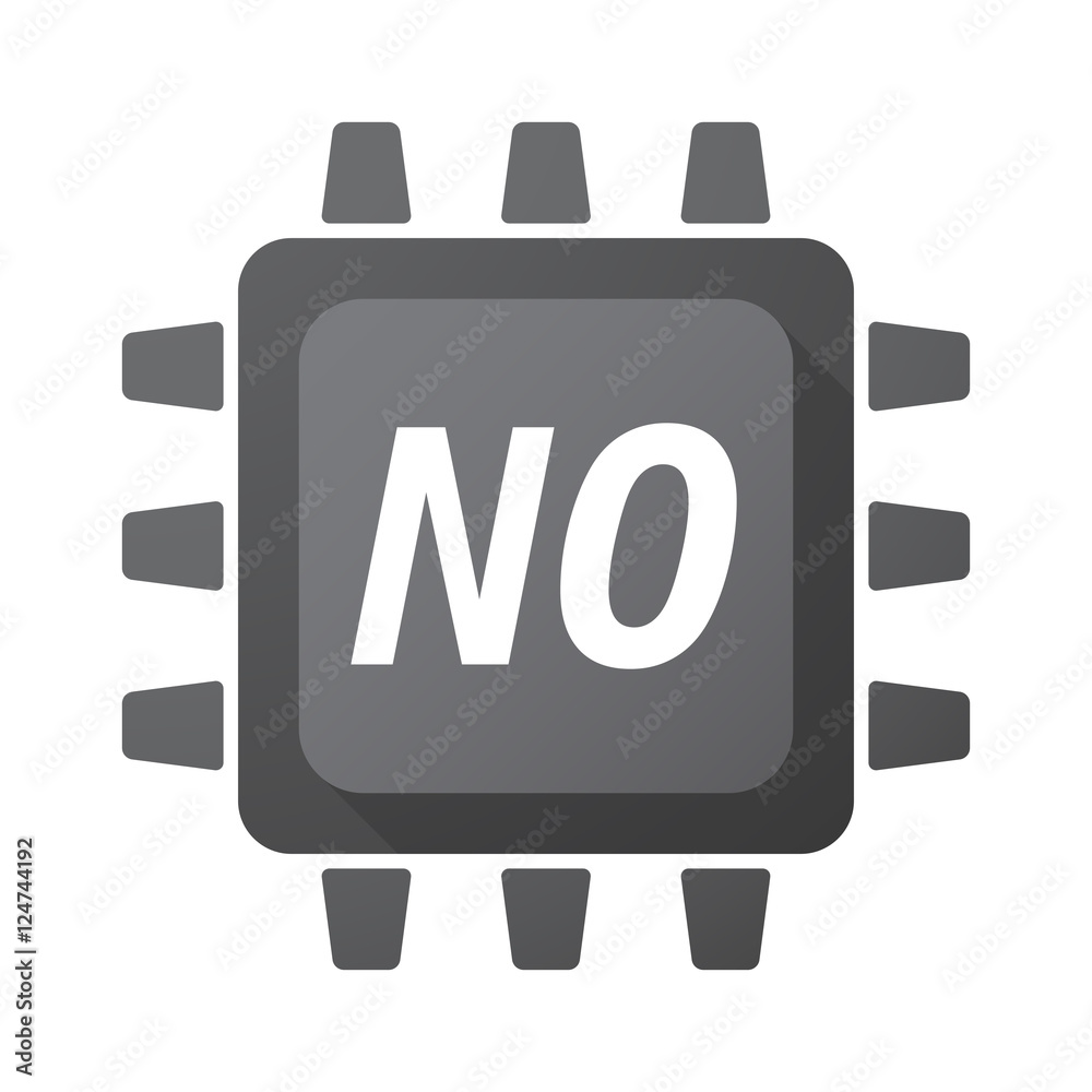 Isolated Central Processing Unit icon with the text NO Isolated Central Processing Unit icon with the text NO