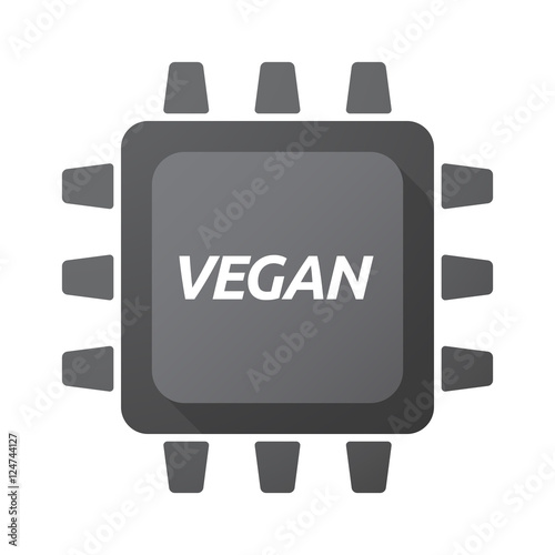 Isolated Central Processing Unit icon with the text VEGAN