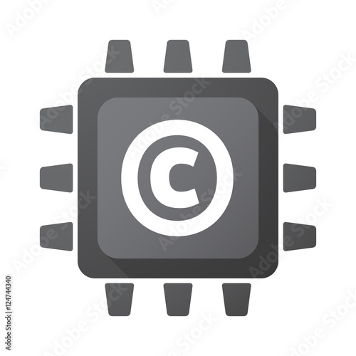 Isolated Central Processing Unit icon with    the  copyright sig