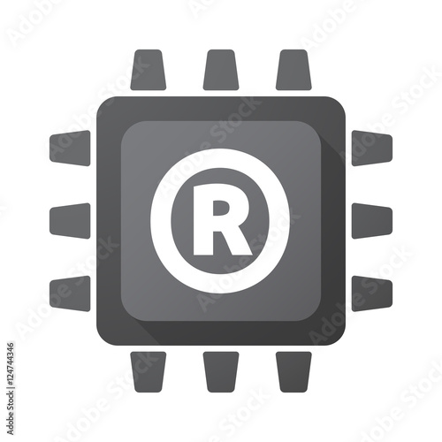 Isolated Central Processing Unit icon with    the registered tra