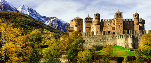Beautiful medieval castles of Italy - Fenis in Valle d'Aosta mountains Alps