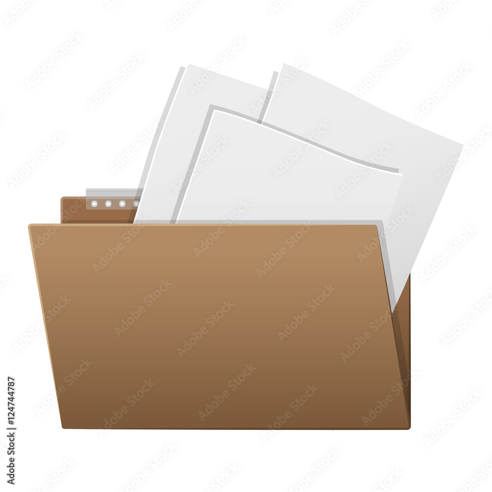 document folder with sheets office object icon over white background. vector illustration document folder with sheets office object icon over white background. vector illustration