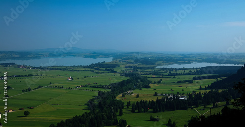 Panorama of Forggensee and Bannwaldsee, Schwangau, Bayern Germany