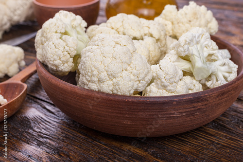 cauliflower on a wooden table