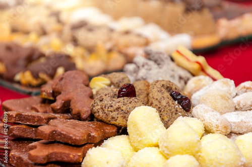 Czech traditional homemade sweets (Linzer, vanilla crescents, cupcakes and gingerbread) for festive occasions as a Christmas, birthday, easter, Valentine day photo