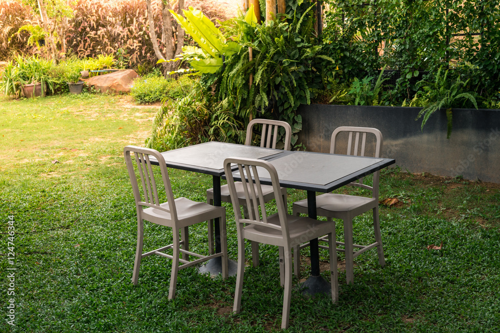 Table set in the garden