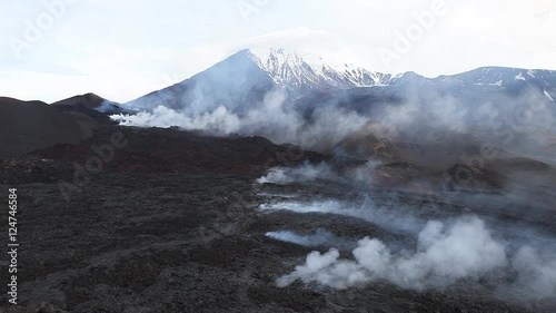 Volcanic eruption Tolbachik, lava flow, Russia, Kamchatka