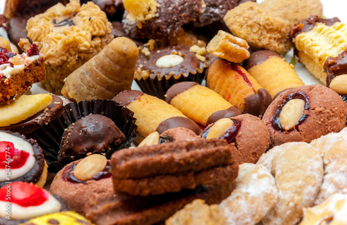 Czech traditional homemade sweets (Linzer, vanilla crescents, cupcakes and gingerbread) for festive occasions as a Christmas, birthday, easter, Valentine day