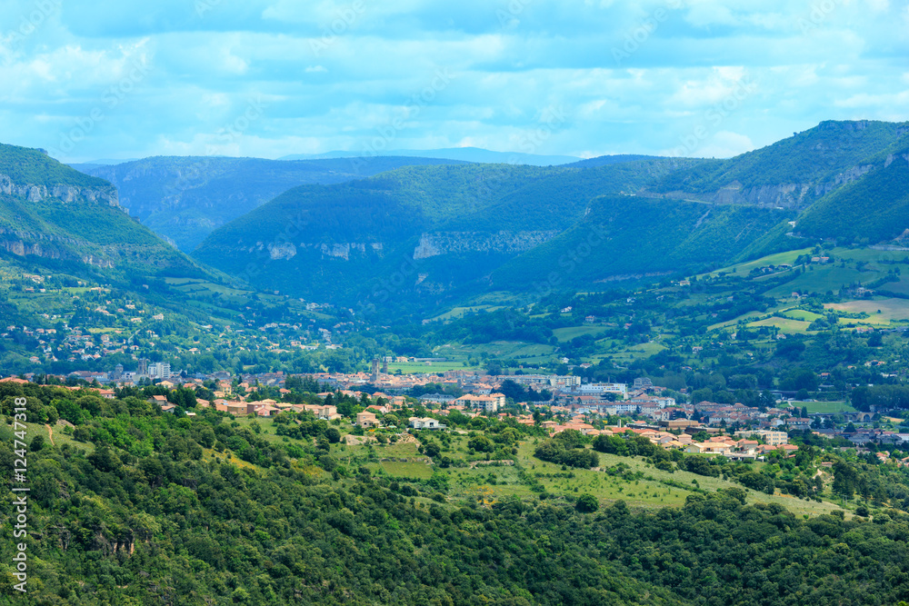 Summer valley River Tarn, France.