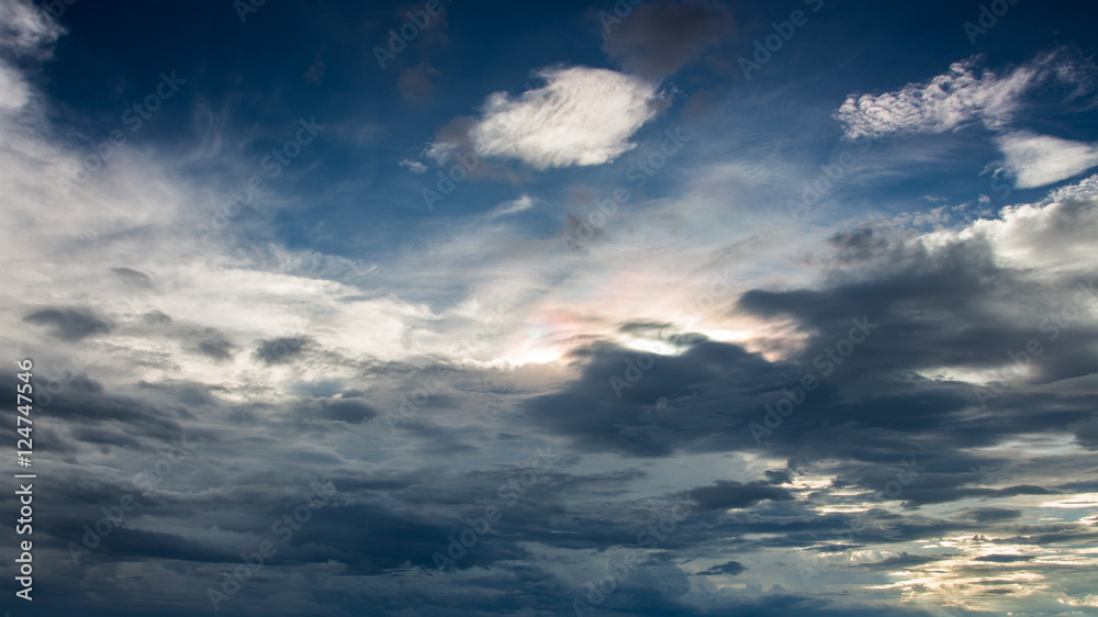 Fototapeta premium colorful dramatic sky with cloud at sunset