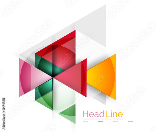 Colorful triangles on white background