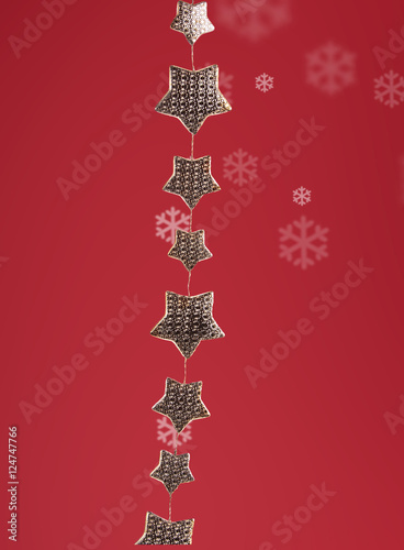 Christmas ornaments on a red background