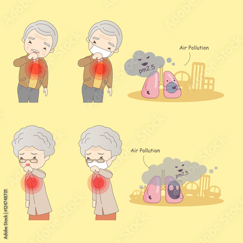 old people with air pollution