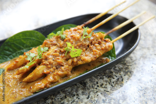 Chicken Satay in close up , Asian food